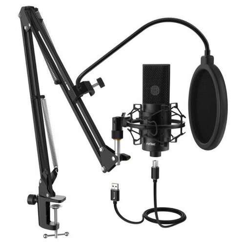 Микрофон FIFINE K780A чёрный на поворотной стойке USB 5V 20Hz-20kHz -34dB30 1kHz SN 78dB шнур USB A-B 25 м 652900₽