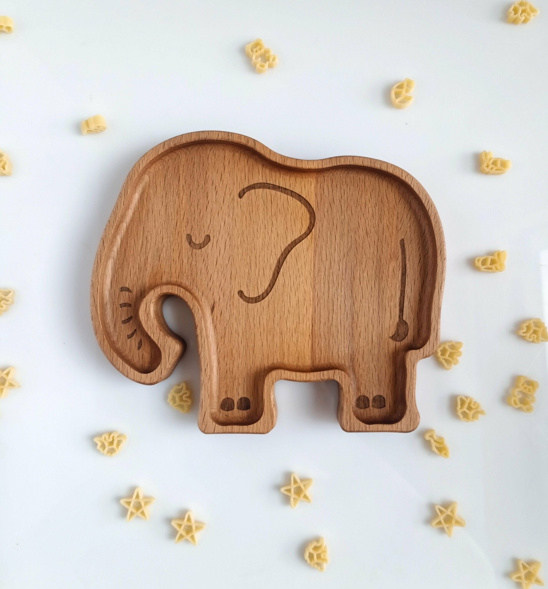 фото Менажница деревянная Крона "Слоник", тарелка в виде животных