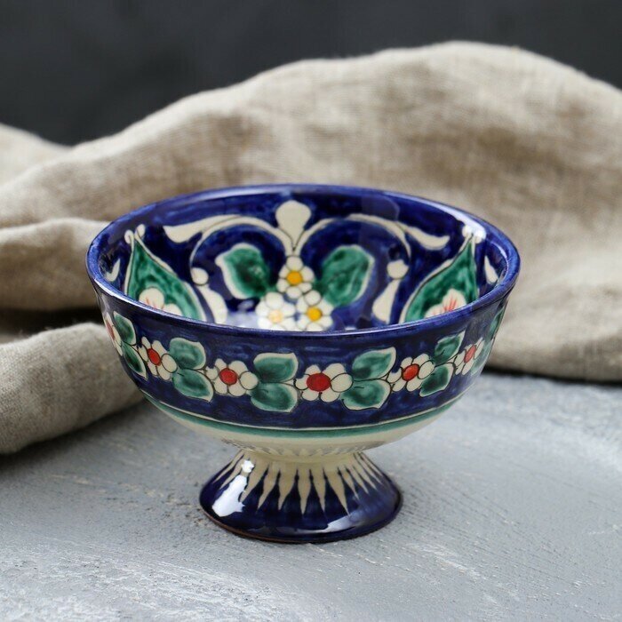 фото Конфетница Риштанская Керамика, 12см, синяя