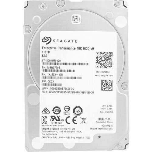 Жесткий диск Seagate 1XJ203 18Tb 10000 SAS 25 HDD 2622500₽