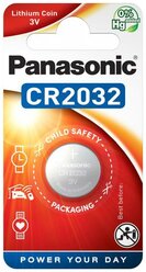 Батарейка Panasonic Lithium Coin CR2032, в упаковке: 1 шт.