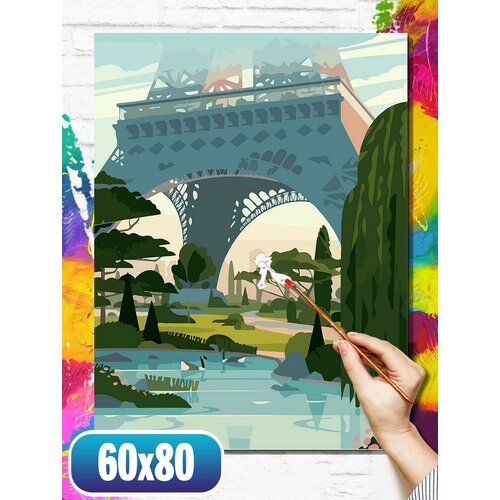 Картина по номерам на холсте пейзаж париж - 12267 60х80 картина по номерам на холсте пейзаж эйфелева башня париж достопримечательности пейзаж 12609 в 60x40