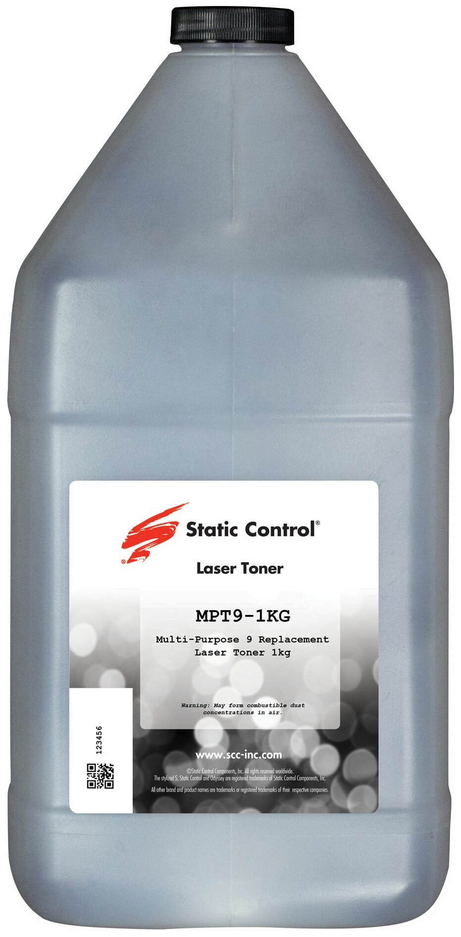 Тонер Static Control MPT9-1KG бутыль 1 кг, черный