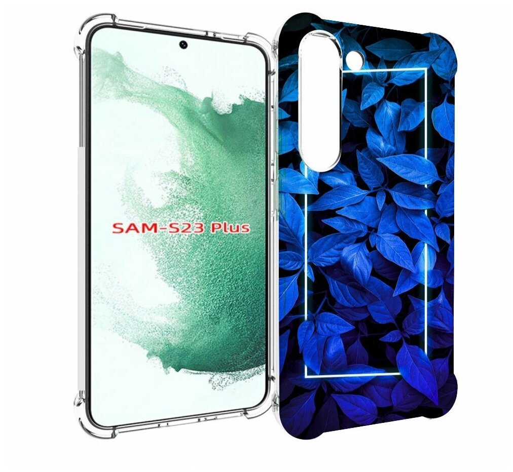Чехол MyPads голубые цветочки неон для Samsung Galaxy S23 Plus + задняя-панель-накладка-бампер