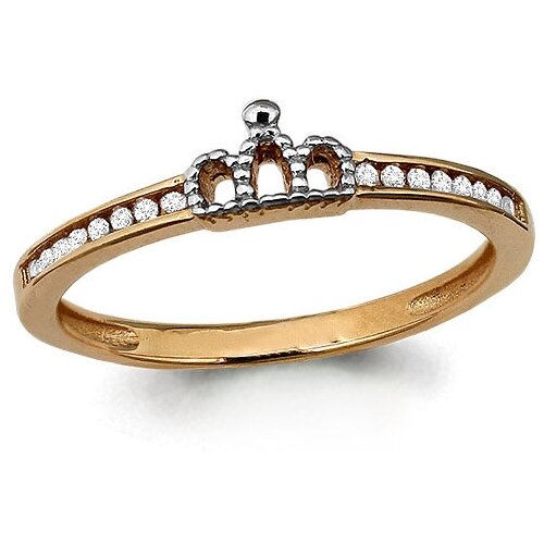 фото Кольцо aquamarine кольцо из золота 63835а 63835а красное золото, 585 проба, фианит, размер 14, бесцветный