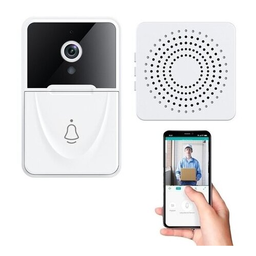 Умный беспроводной дверной звонок с камерой видеодомофон Smart mini Doorbell (белый)