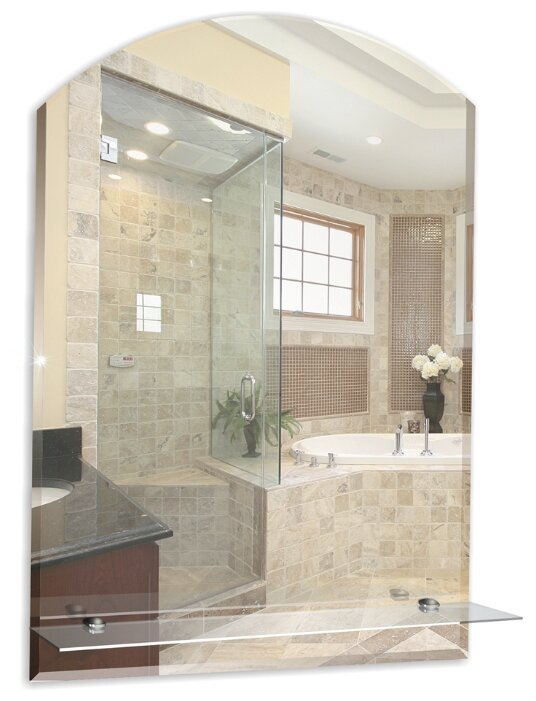 Зеркало для ванной шанс люкс 49,5х67 см с полкой фацетом 10 мм - фотография № 1