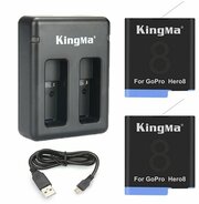 Набор KingMa два аккумулятора для GoPro Hero 8/7/6/5 и зарядное устройство на два аккумулятора