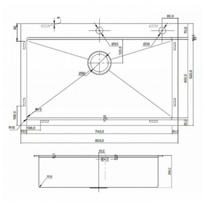 Кухонная мойка SEAMAN Eco Marino SMB-8052SK (вентиль-автомат) с коландером SSA-A150 - фотография № 2