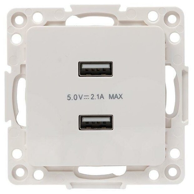 Механизм розетки USB 2-м Стокгольм 2.1А бел. PROxima EYR16-028-10-2USB, EKF EYR16028102USB (1 шт.)