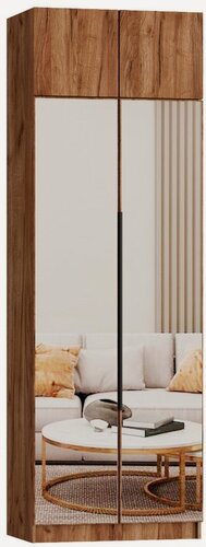 Изображение товара Шкаф для одежды, распашной Эрик 2, Легкомаркет, 100х55х220, цвет дуб табачный, бельевой, с зеркалом