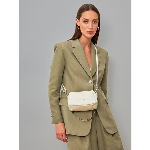 фото Сумка кросс-боди fiato вечерняя, натуральная кожа, внутренний карман, бежевый