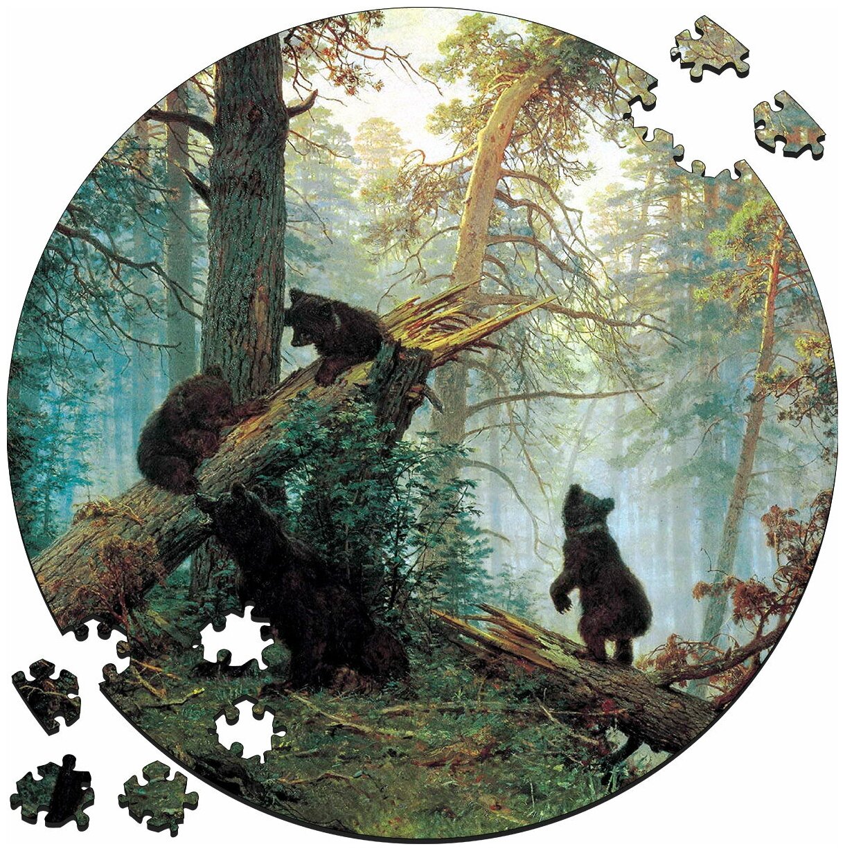Деревянный пазл- картина на стену Утро в сосновом лесу Шишкин 169 деталей 30х30 см для детей и взрослых