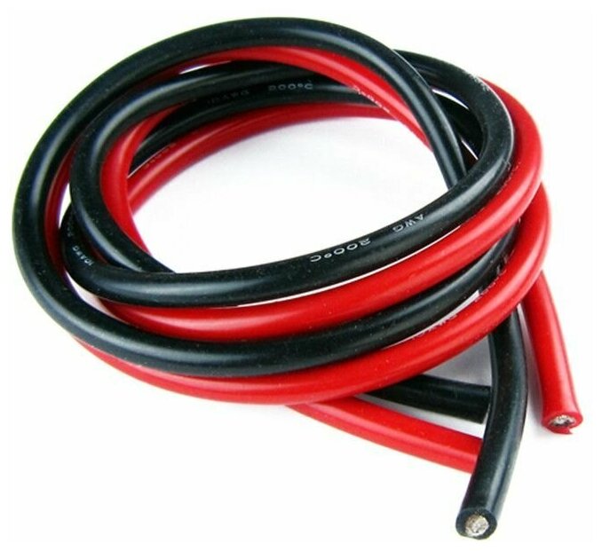 Провод силиконовый высокотемпературный 14AWG (2.08 мм2) черный и красный 1 метр
