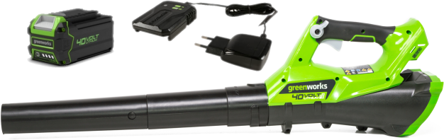 Аккумуляторная воздуходувка Greenworks G40ABK4 , 40В с 1хАКБ 4 Ач и ЗУ (2400807UB)