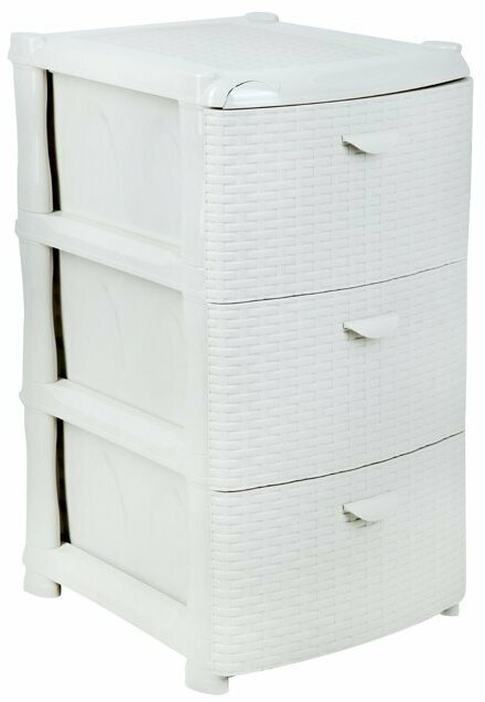 Комод ротанг (3 секции) белый ротанг М 2811 (Артикул: 4400001224)