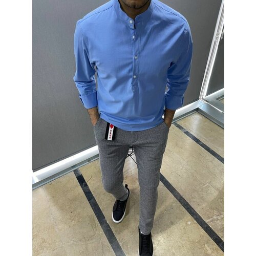 Рубашка SKOS Fashion, размер S, голубой пуловер skos fashion размер единый фиолетовый