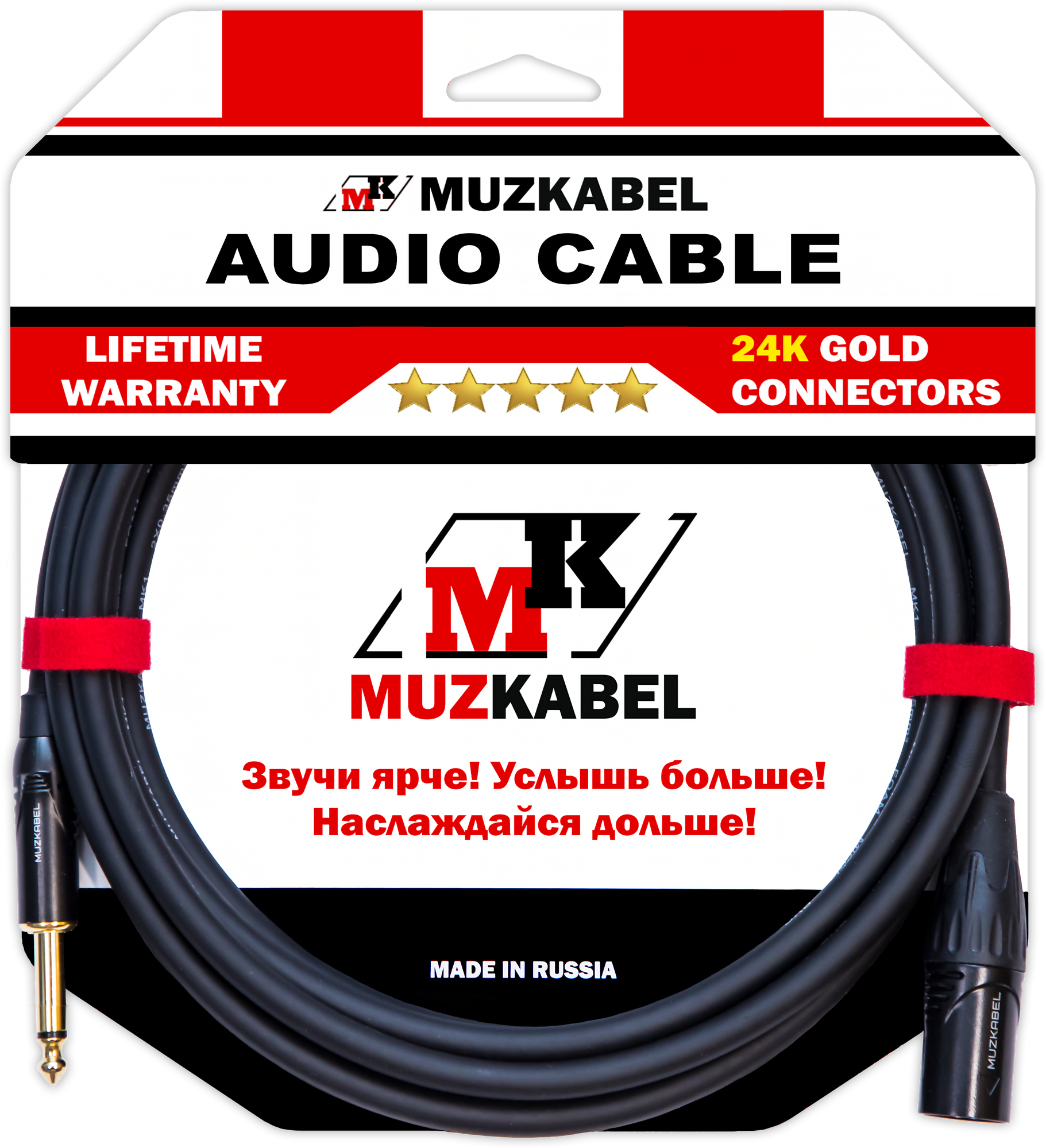 Инструментальный кабель MUZKABEL FJSIK4B - 1 метр, JACK (моно) - XLR (папа)