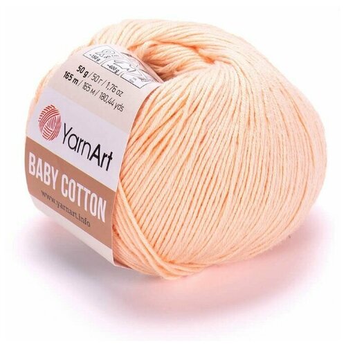 Пряжа YarnArt Baby Cotton -2 шт, 412 персиковый, 165 м/50 г, 50% хлопок, 50% акрил /ярнарт беби коттон/