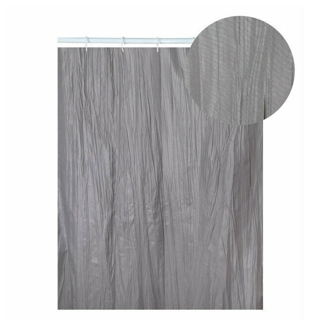 фото занавеска для ванной аквалиния Tafta crash 180х200см серый