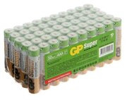 GP Батарейка алкалиновая GP Super, AAA, LR03-50BOX, 1.5В, набор 50 шт
