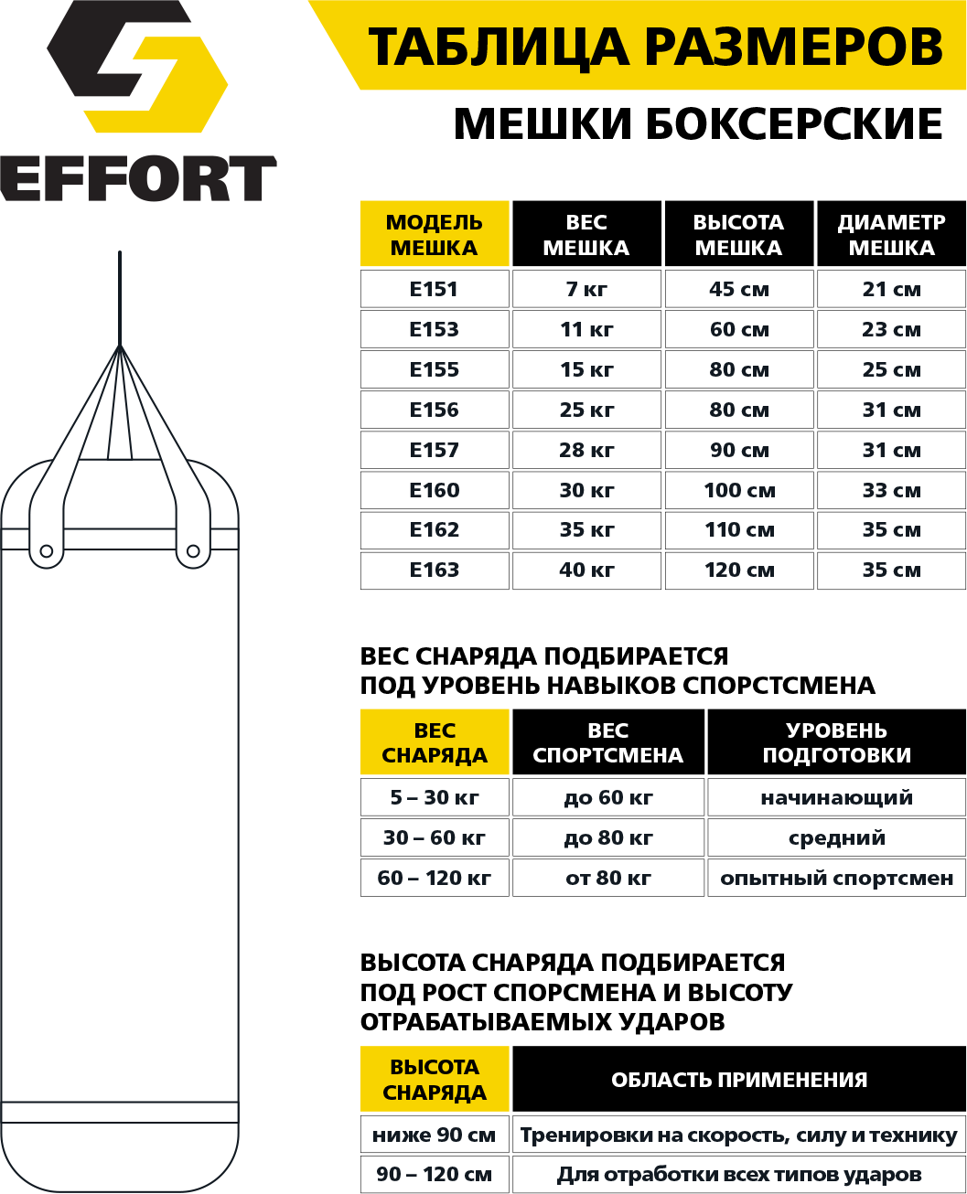 Мешок для бокса EFFORT 30 кг /груша боксерская