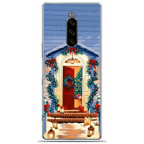 Силиконовый чехол на Sony Xperia 1 Новогодняя дверь / для Сони Иксперия 1