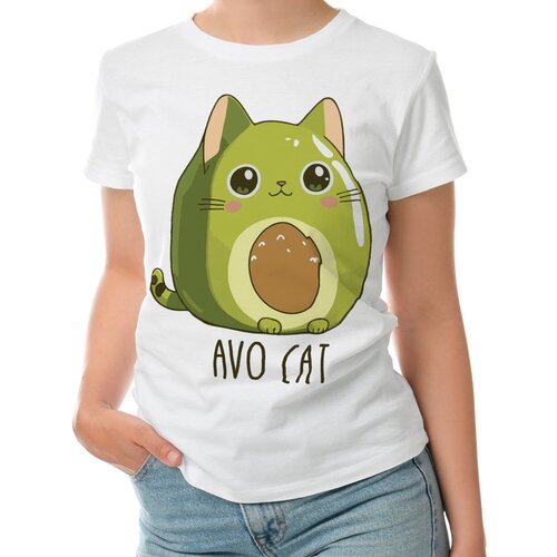 Женская футболка «Avo Cat» (L, белый)