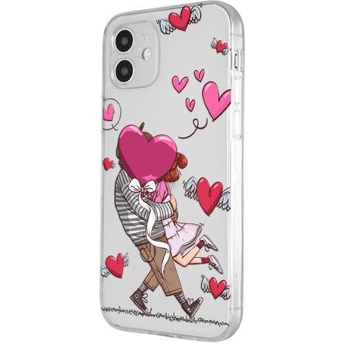 Силиконовый чехол с защитой камеры Mcover для Apple iPhone 12 с рисунком Поцелуй силиконовый чехол с защитой камеры mcover для apple iphone 12 с рисунком фламинго розовый