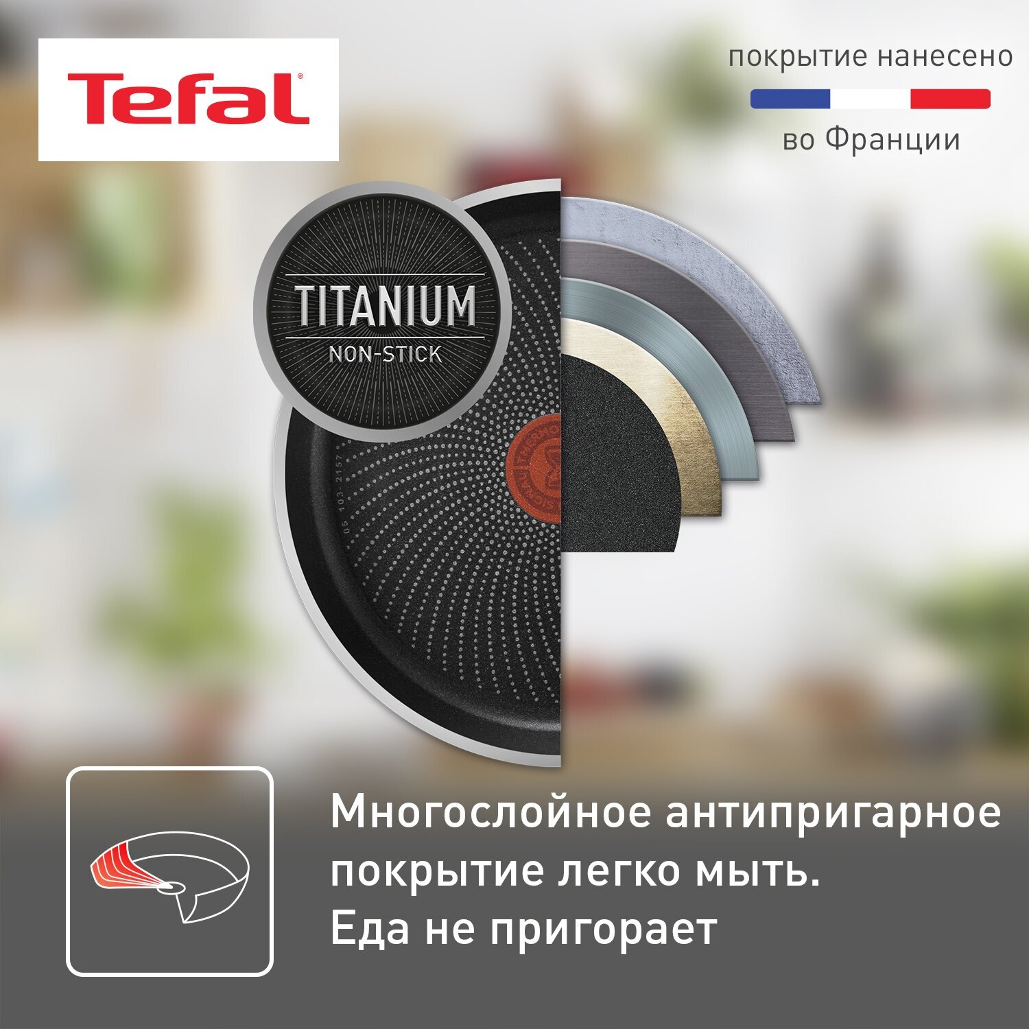 Сковорода Tefal Luminens 04229124, диаметр 24 см, с индикатором температуры, глубокая, с антипригарным покрытием, для газовых, электрических и индукционных плит