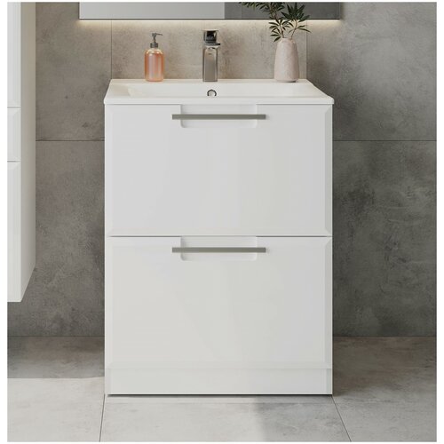 Тумба под раковину аквакрафт Sofia 70 для ванной комнаты, напольная, белый глянец.