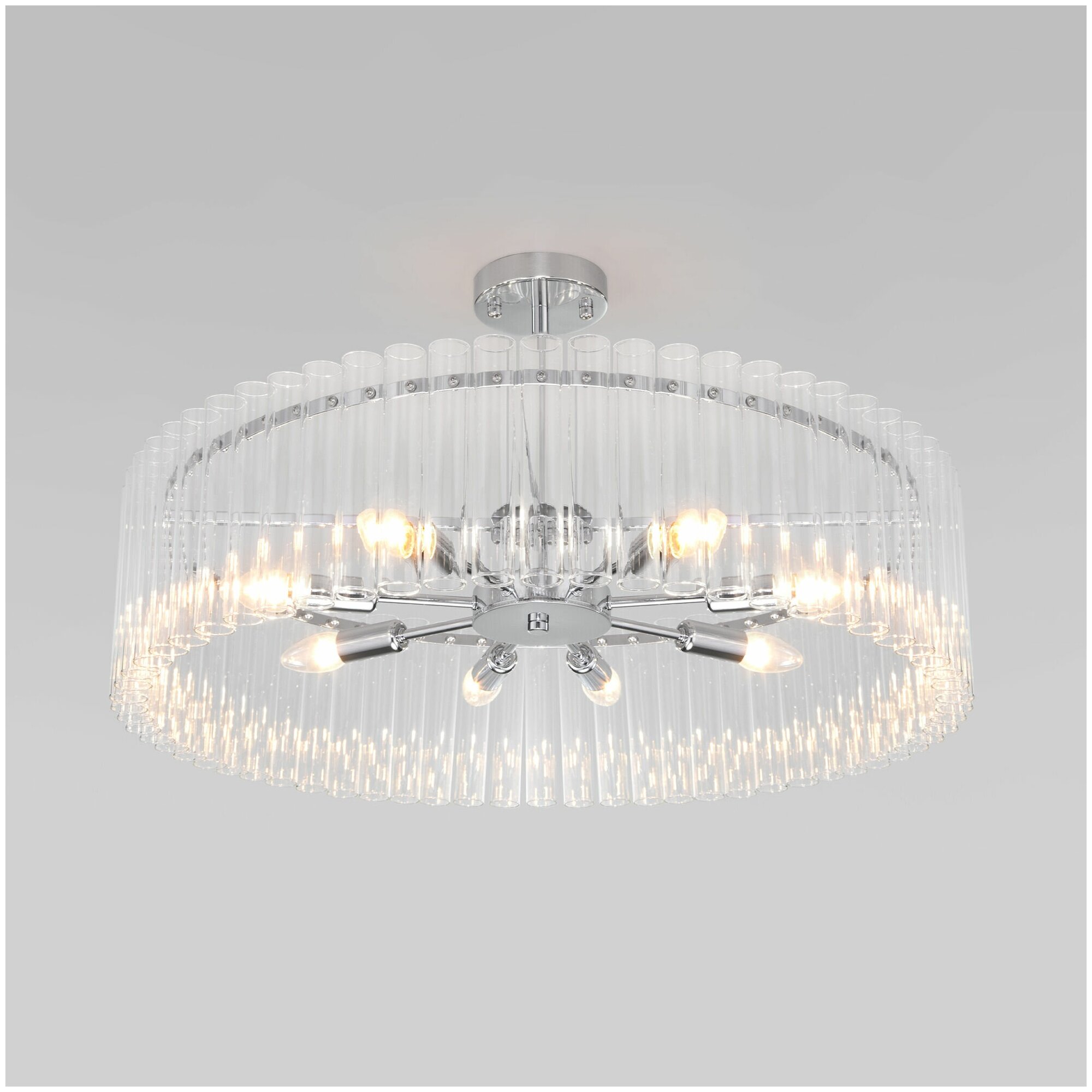 Умная потолочная люстра Bogate's Flamel 374/8 хром плафон из стекла E14 Minimir Home - фото №2