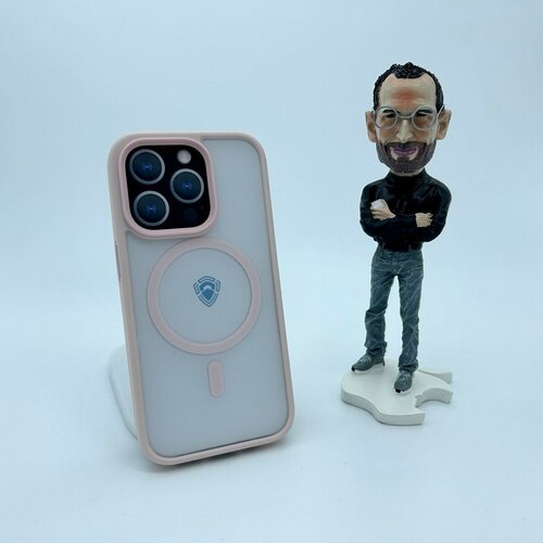Премиальный proof чехол MagSafe для iPhone 14 Pro Max с защитой камер, розовый софт-тач, металлические кнопки
