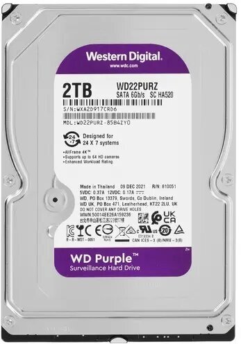 Жесткий диск Western Digital WD Purple 2 ТБ WD22PURZ