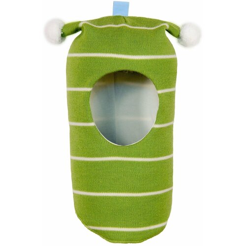 фото Балаклава шлем демисезонная, подкладка, помпон, размер 52/56, зеленый лапсипапси