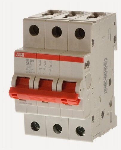 Изображение товара Рубильник ABB SD203 32A 3-полюсный рычаг красный (2CDD283101R0032)