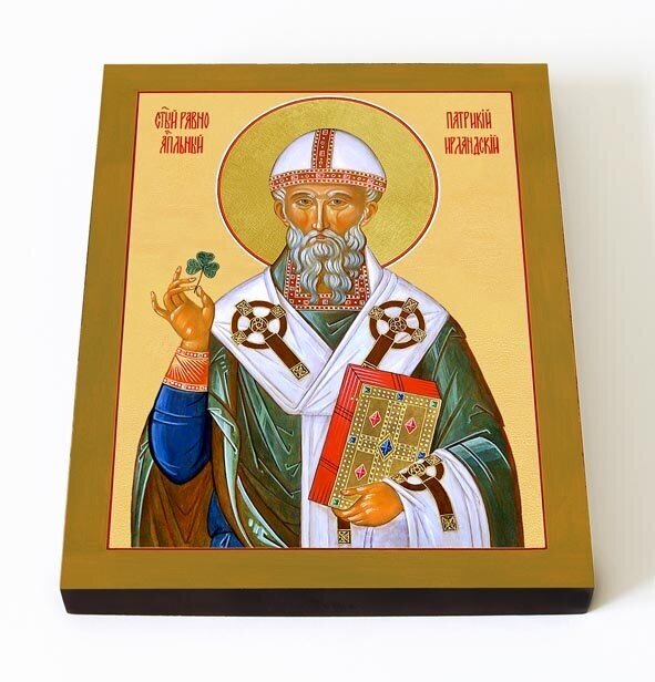 Святитель Патрикий, епископ Ирландский, икона на доске 8*10 см