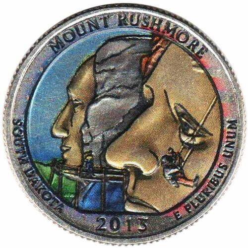 (020d) Монета США 2013 год 25 центов Гора Рашмор Вариант №2 Медь-Никель COLOR. Цветная 016d монета сша 2013 год 25 центов белые горы вариант 2 медь никель color цветная