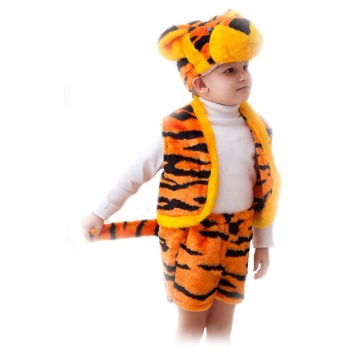 фото Карнавальный костюм тигренок 5-7 лет рост 122-134 см (шорты, жилет, шапка) нет бренда