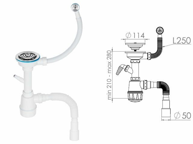 Сифон для кухни выпуск 3 1/2" круглый перелив гибкая труба 1 1/2"- 40/50 мм AV ENGINEERING (AVE129777) - фотография № 4