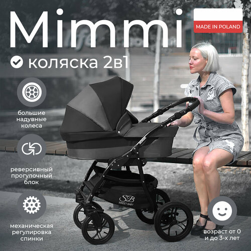 Всесезонная универсальная коляска 2в1 с надувными колесами Sweet Baby Mimmi Grey