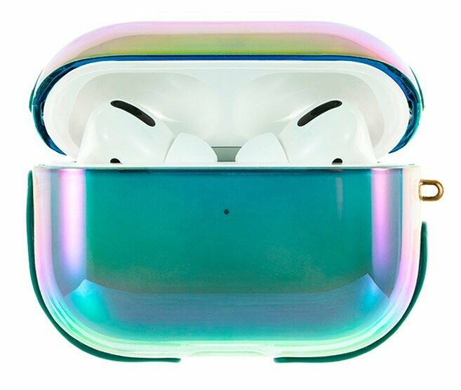 Чехол пластиковый Kingxbar со шнурком для Airpods Pro, прозрачный, Хамелеоновый перламутр (36)