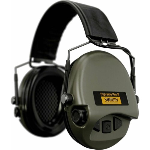 Наушники активные MSA Sordin Supreme Pro-X Slim Leather (хаки/черная кожа) msa sordin tactical headset sordin pickup noise reduction airsoft headphones sight gel replacement earmuffs