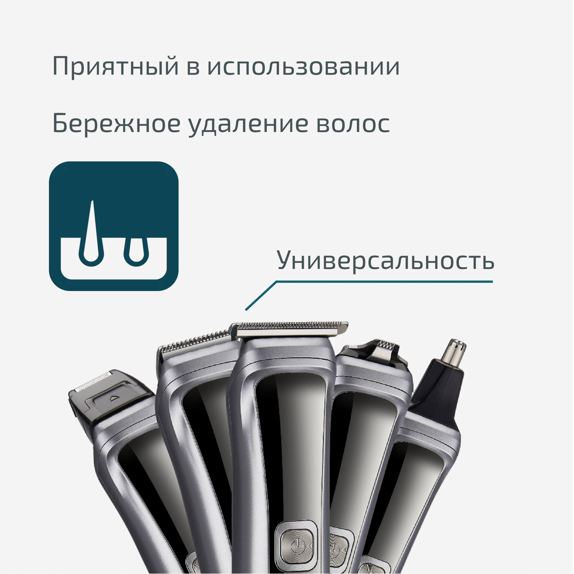 Триммер для стрижки бороды и волос 5 в 1 с быстрой зарядкой и аккумулятором на 85 минут — фото 1