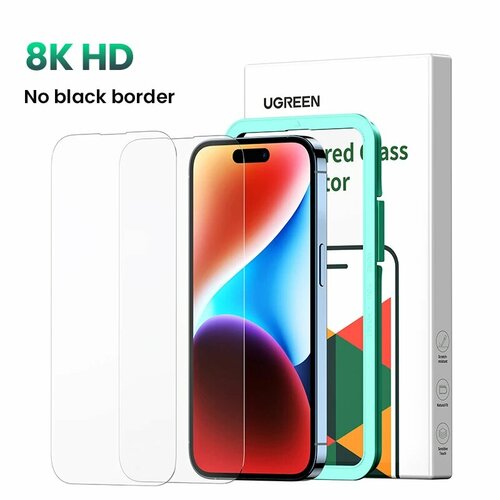 UGREEN для iPhone 15 14 13 12 11 Pro Max Защита экрана для iPhone 14 Plus закаленное стекло для iPhone 11 XR стекло 9D пленки 8K no black border Закалённое стекло For iPhone 15 Pro 938₽