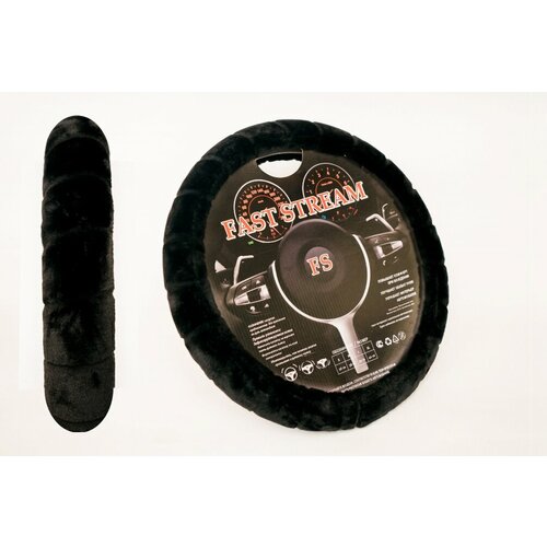 Оплетка руля M 37-38 см иск мех черная 1837₽