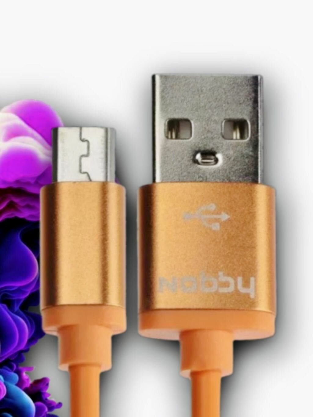 Кабель для зарядки Micro USB 2 А 1 м Nobby Practic оранжевый, зарядное устройство для андроид, микро юсб — фото 1