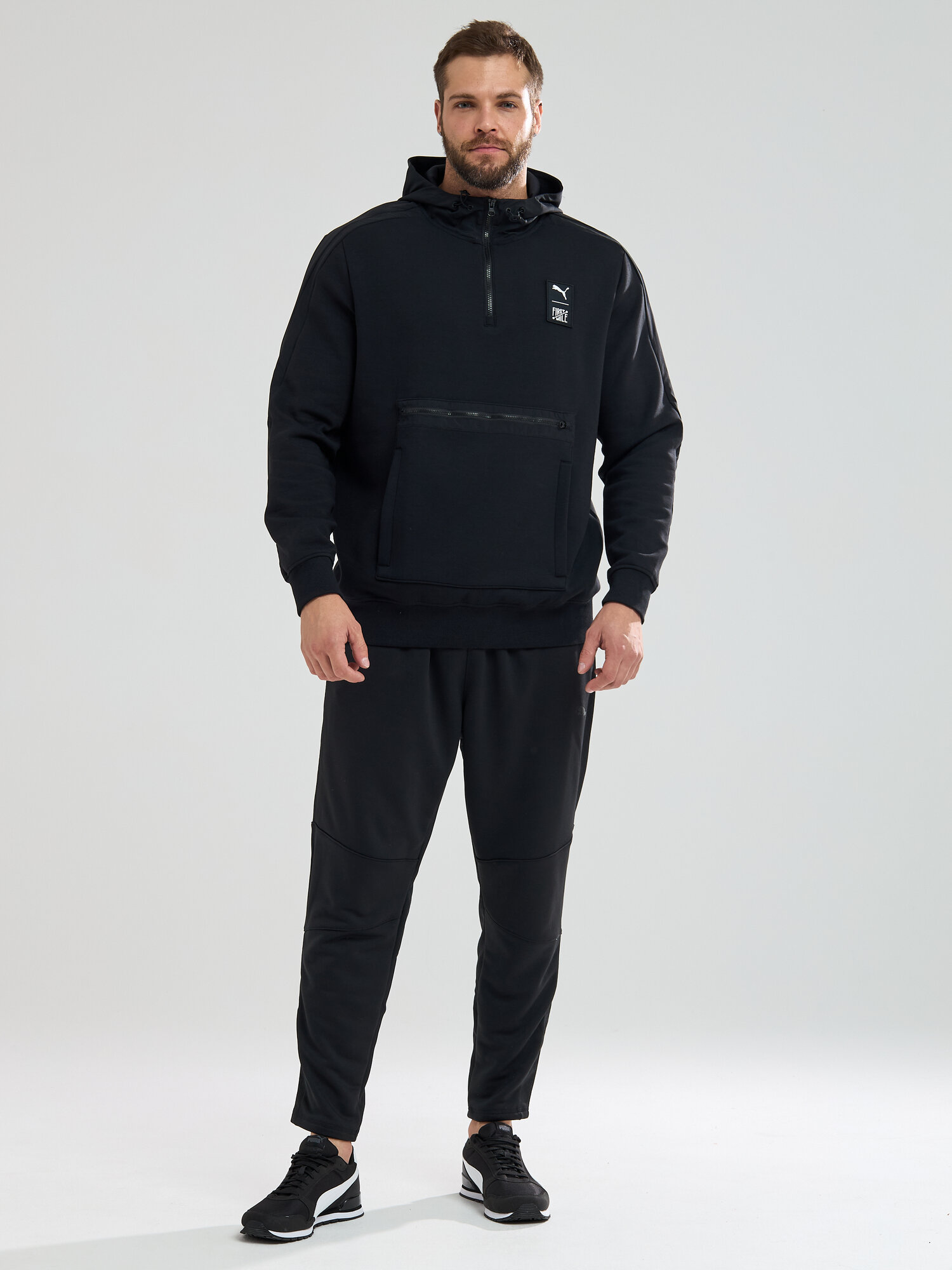 Худи PUMA First Mile Double Knit Hoodie, размер L, , черный — фото 1