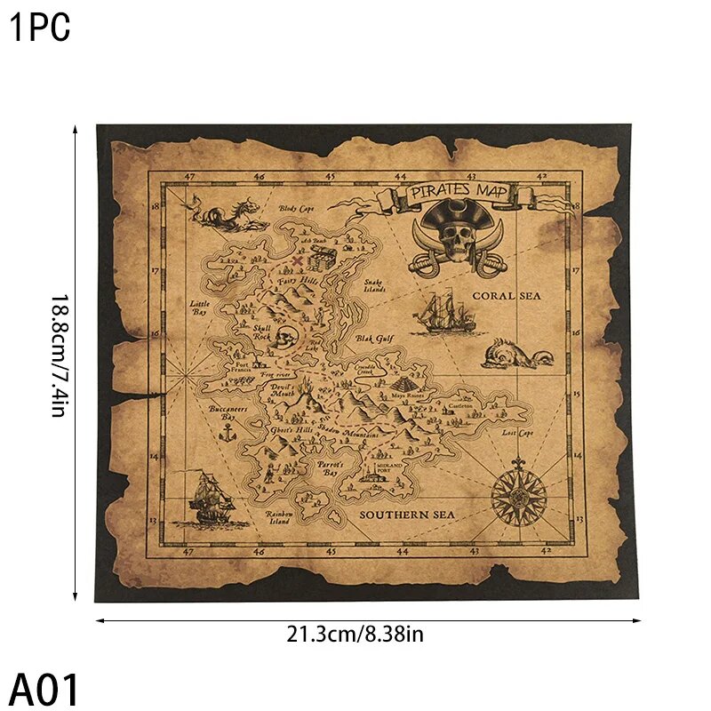 Пиратская карта сокровищ, A01, 1pc