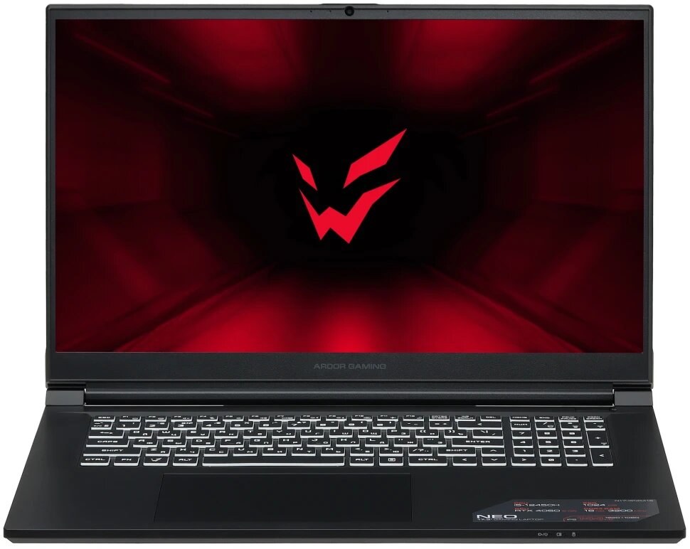 17.3" Ноутбук ARDOR GAMING NEO N17-I5ND415, Intel Core i5-12450H, DDR4 16 ГБ, SSD 1000 ГБ, GeForce RTX 4050 - 6 ГБ, без ОС, черный